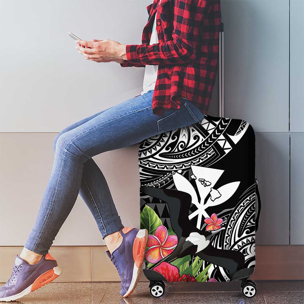 Hawaii Iwa Bird Luggage Cover Great Frigatebird Kanaka Tropical Flowers LT14 - Polynesian Pride