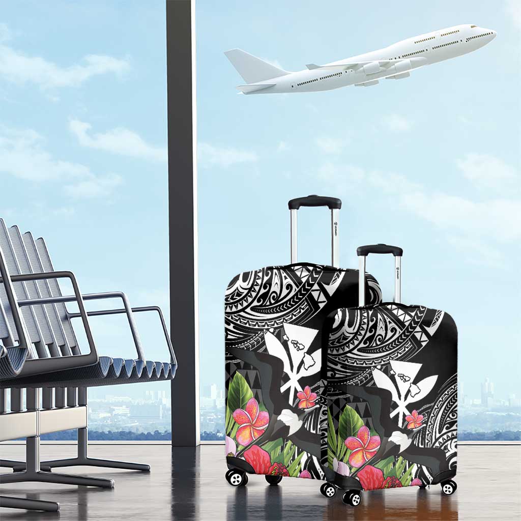 Hawaii Iwa Bird Luggage Cover Great Frigatebird Kanaka Tropical Flowers LT14 - Polynesian Pride