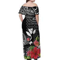 Hawaii Iwa Bird Off Shoulder Maxi Dress Great Frigatebird Kanaka Tropical Flowers LT14 - Polynesian Pride