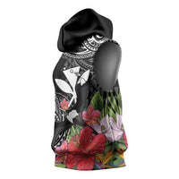 Hawaii Iwa Bird Sleeveless Hoodie Great Frigatebird Kanaka Tropical Flowers LT14 - Polynesian Pride