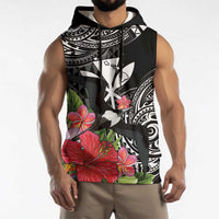 Hawaii Iwa Bird Sleeveless Hoodie Great Frigatebird Kanaka Tropical Flowers LT14 - Polynesian Pride