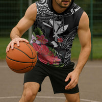 Hawaii Iwa Bird Sleeveless Hoodie Great Frigatebird Kanaka Tropical Flowers LT14 - Polynesian Pride