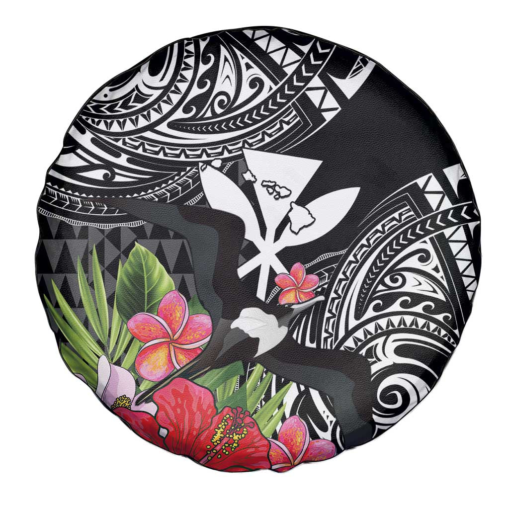 Hawaii Iwa Bird Spare Tire Cover Great Frigatebird Kanaka Tropical Flowers LT14 - Polynesian Pride
