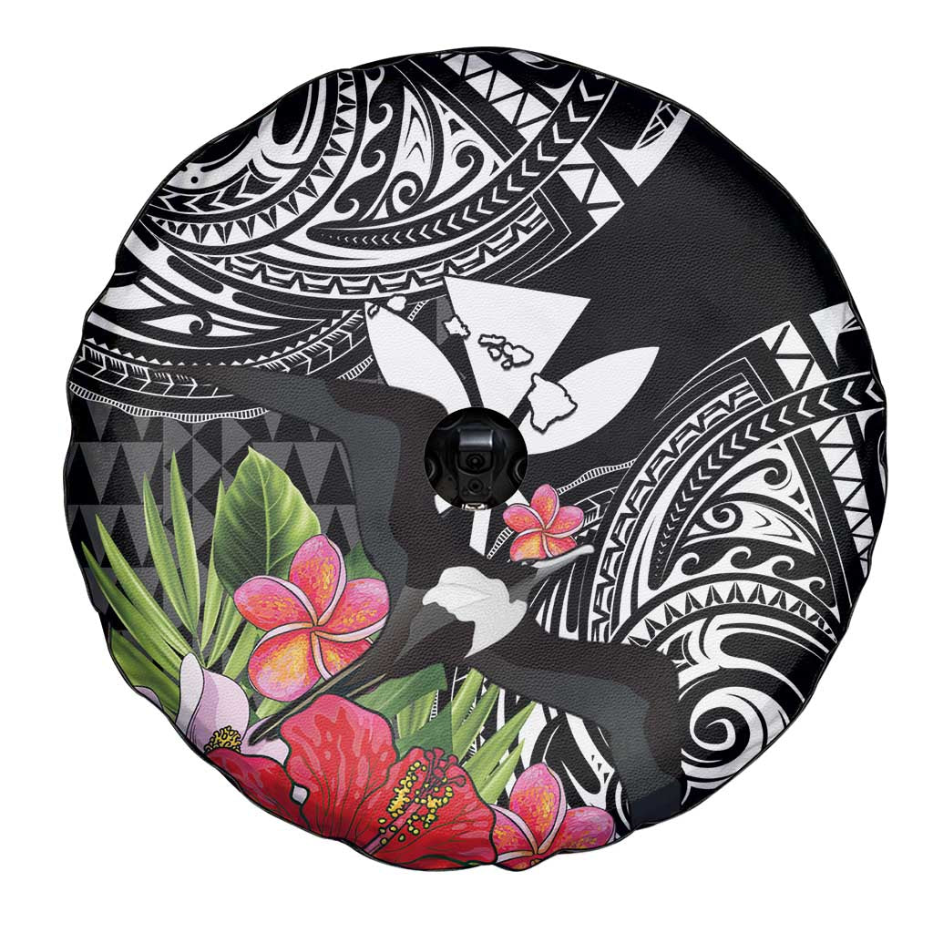 Hawaii Iwa Bird Spare Tire Cover Great Frigatebird Kanaka Tropical Flowers LT14 - Polynesian Pride