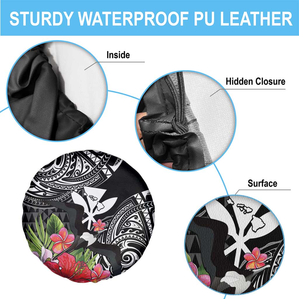 Hawaii Iwa Bird Spare Tire Cover Great Frigatebird Kanaka Tropical Flowers LT14 - Polynesian Pride