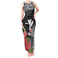 Hawaii Iwa Bird Tank Maxi Dress Great Frigatebird Kanaka Tropical Flowers LT14 Women Black - Polynesian Pride