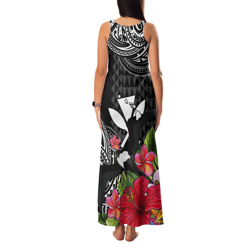 Hawaii Iwa Bird Tank Maxi Dress Great Frigatebird Kanaka Tropical Flowers LT14 - Polynesian Pride