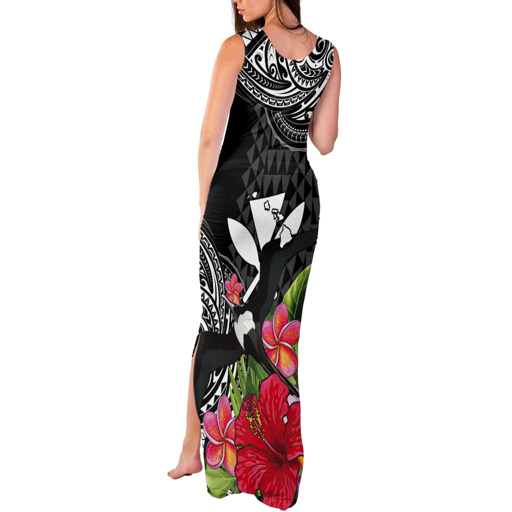 Hawaii Iwa Bird Tank Maxi Dress Great Frigatebird Kanaka Tropical Flowers LT14 - Polynesian Pride