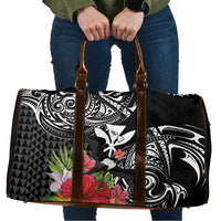 Hawaii Iwa Bird Travel Bag Great Frigatebird Kanaka Tropical Flowers LT14 Black - Polynesian Pride