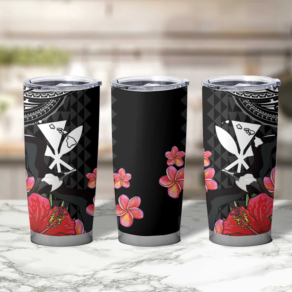 Hawaii Iwa Bird Tumbler Cup Great Frigatebird Kanaka Tropical Flowers LT14 - Polynesian Pride