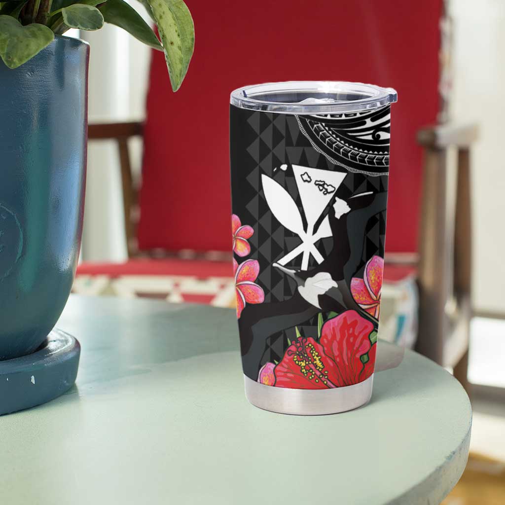 Hawaii Iwa Bird Tumbler Cup Great Frigatebird Kanaka Tropical Flowers LT14 - Polynesian Pride