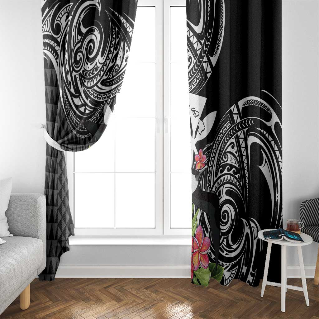 Hawaii Iwa Bird Window Curtain Great Frigatebird Kanaka Tropical Flowers - Polynesian Pride