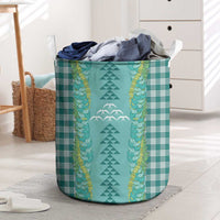 Teal Palaka Hawaii Iwa Bird Laundry Basket Hawaiian Kakau Jade Vine Lei LT14 Teal - Polynesian Pride