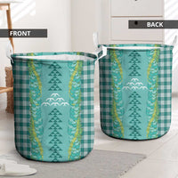 Teal Palaka Hawaii Iwa Bird Laundry Basket Hawaiian Kakau Jade Vine Lei LT14 - Polynesian Pride