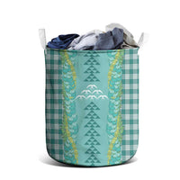 Teal Palaka Hawaii Iwa Bird Laundry Basket Hawaiian Kakau Jade Vine Lei LT14 - Polynesian Pride