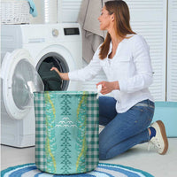 Teal Palaka Hawaii Iwa Bird Laundry Basket Hawaiian Kakau Jade Vine Lei LT14 - Polynesian Pride
