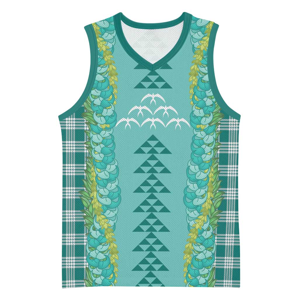 Teal Palaka Hawaii Iwa Bird Basketball Jersey Hawaiian Kakau Jade Vine Lei LT14 Unisex Teal - Polynesian Pride