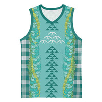 Teal Palaka Hawaii Iwa Bird Basketball Jersey Hawaiian Kakau Jade Vine Lei LT14 Unisex Teal - Polynesian Pride