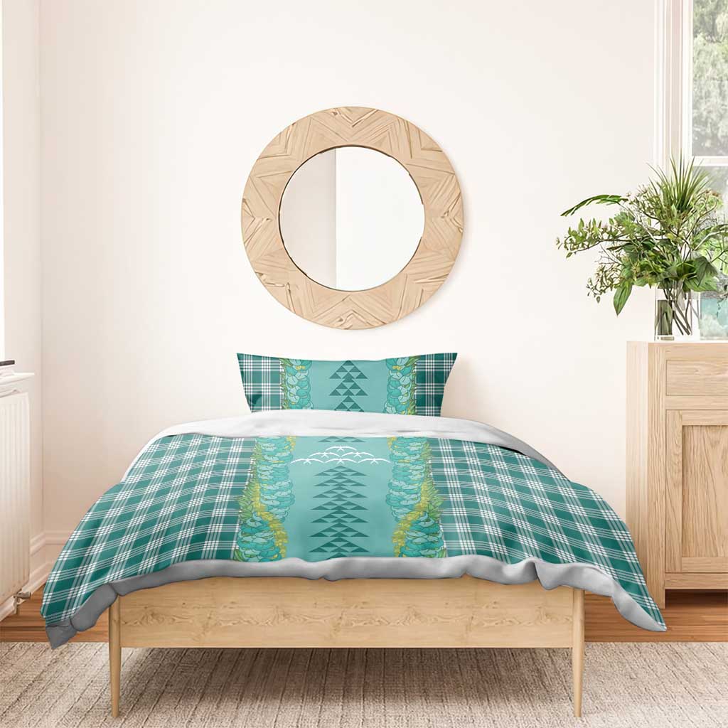 Teal Palaka Hawaii Iwa Bird Bedding Set Hawaiian Kakau Jade Vine Lei - Polynesian Pride