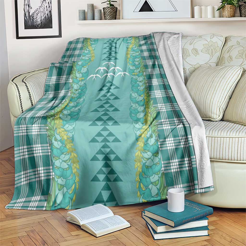 Teal Palaka Hawaii Iwa Bird Blanket Hawaiian Kakau Jade Vine Lei - Polynesian Pride