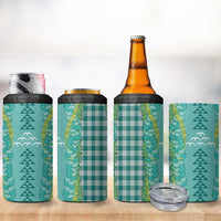 Teal Palaka Hawaii Iwa Bird 4 in 1 Can Cooler Tumbler Hawaiian Kakau Jade Vine Lei LT14 - Polynesian Pride