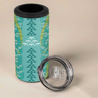Teal Palaka Hawaii Iwa Bird 4 in 1 Can Cooler Tumbler Hawaiian Kakau Jade Vine Lei LT14 - Polynesian Pride