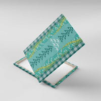 Teal Palaka Hawaii Iwa Bird Canvas Wall Art Hawaiian Kakau Jade Vine Lei LT14 With Frame Teal - Polynesian Pride