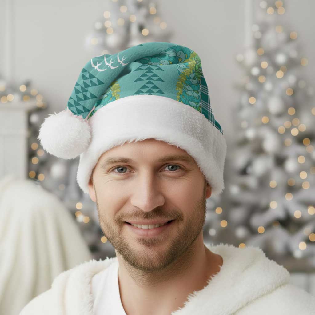 Teal Palaka Hawaii Iwa Bird Christmas Santa Hat Hawaiian Kakau Jade Vine Lei - Polynesian Pride