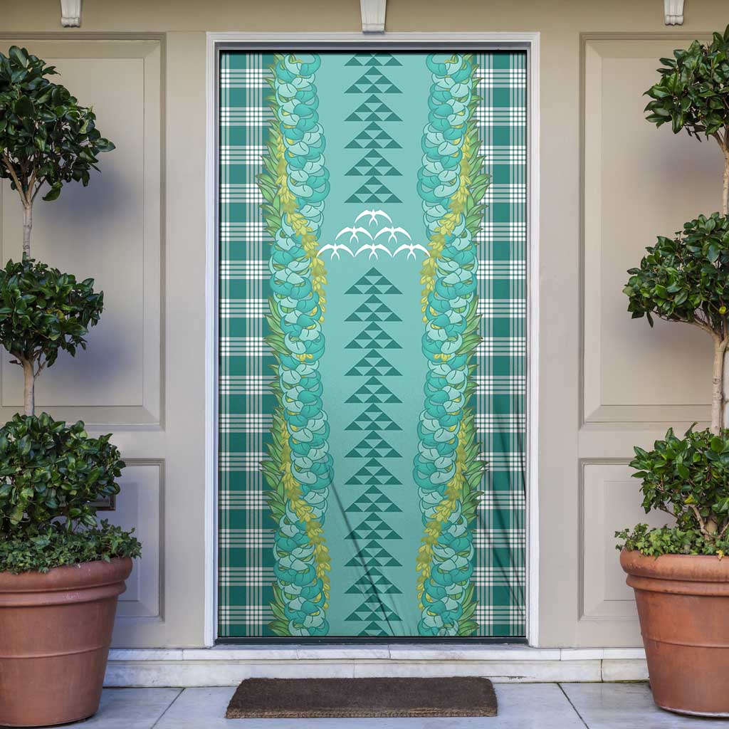 Teal Palaka Hawaii Iwa Bird Door Cover Hawaiian Kakau Jade Vine Lei LT14 Teal - Polynesian Pride