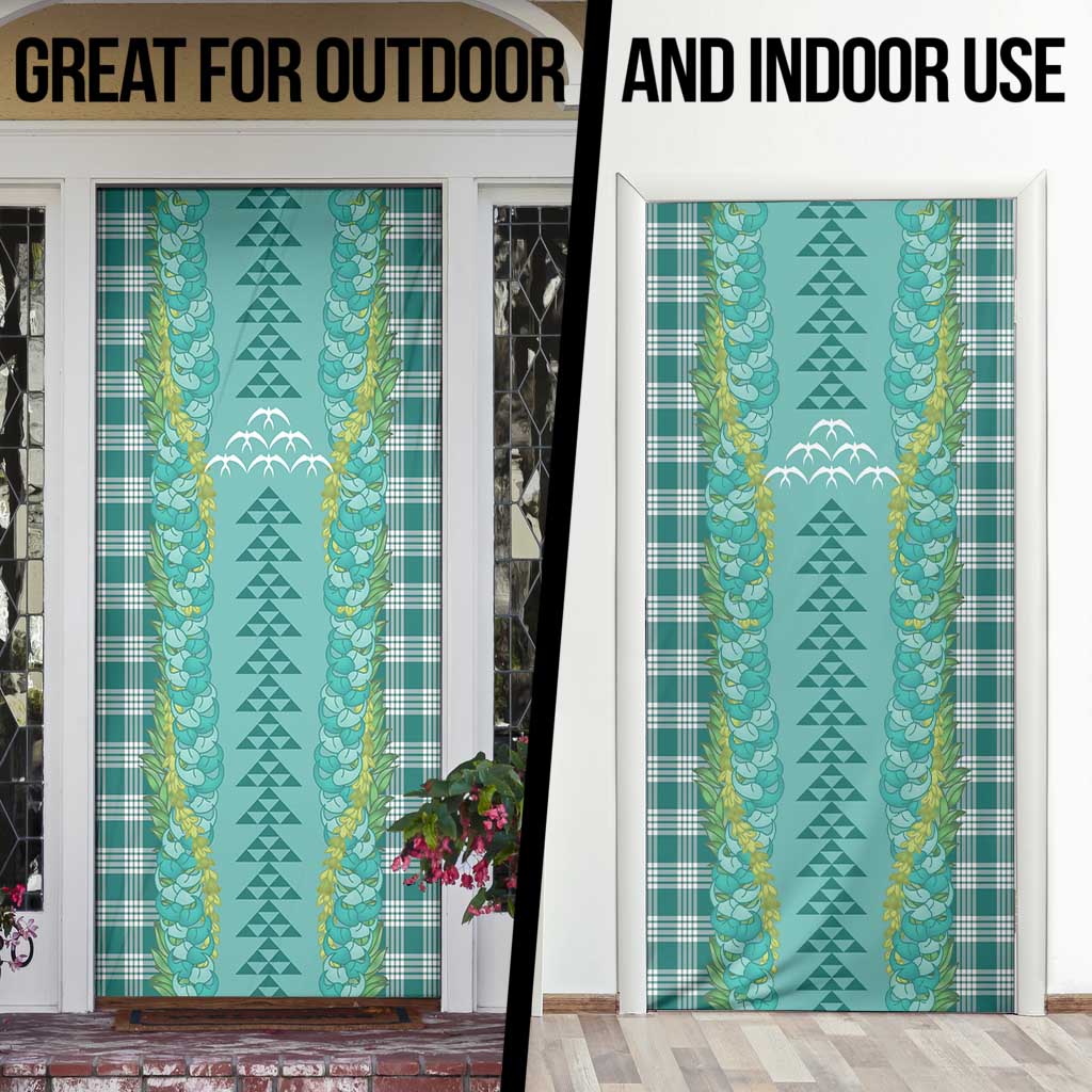 Teal Palaka Hawaii Iwa Bird Door Cover Hawaiian Kakau Jade Vine Lei LT14 - Polynesian Pride