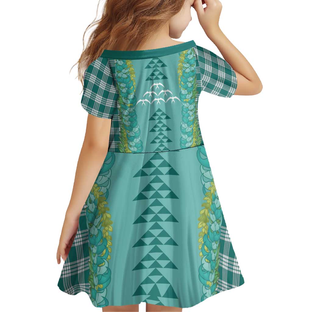 Teal Palaka Hawaii Iwa Bird Family Matching Mermaid Dress and Hawaiian Shirt Hawaiian Kakau Jade Vine Lei LT14 - Polynesian Pride