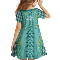 Teal Palaka Hawaii Iwa Bird Family Matching Mermaid Dress and Hawaiian Shirt Hawaiian Kakau Jade Vine Lei LT14 - Polynesian Pride
