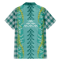 Teal Palaka Hawaii Iwa Bird Family Matching Mermaid Dress and Hawaiian Shirt Hawaiian Kakau Jade Vine Lei LT14 - Polynesian Pride