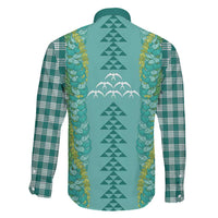 Teal Palaka Hawaii Iwa Bird Family Matching Summer Maxi Dress and Hawaiian Shirt Hawaiian Kakau Jade Vine Lei LT14 - Polynesian Pride