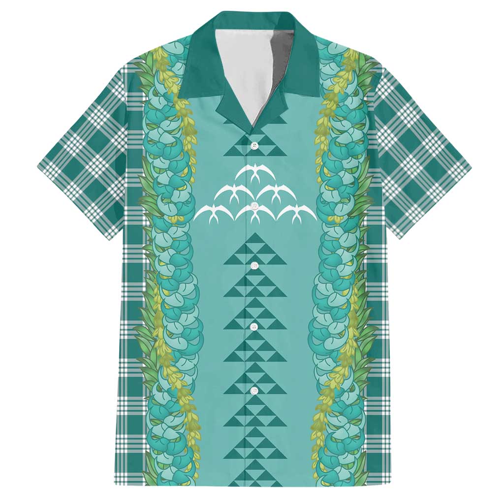 Teal Palaka Hawaii Iwa Bird Hawaiian Shirt Hawaiian Kakau Jade Vine Lei LT14 Teal - Polynesian Pride