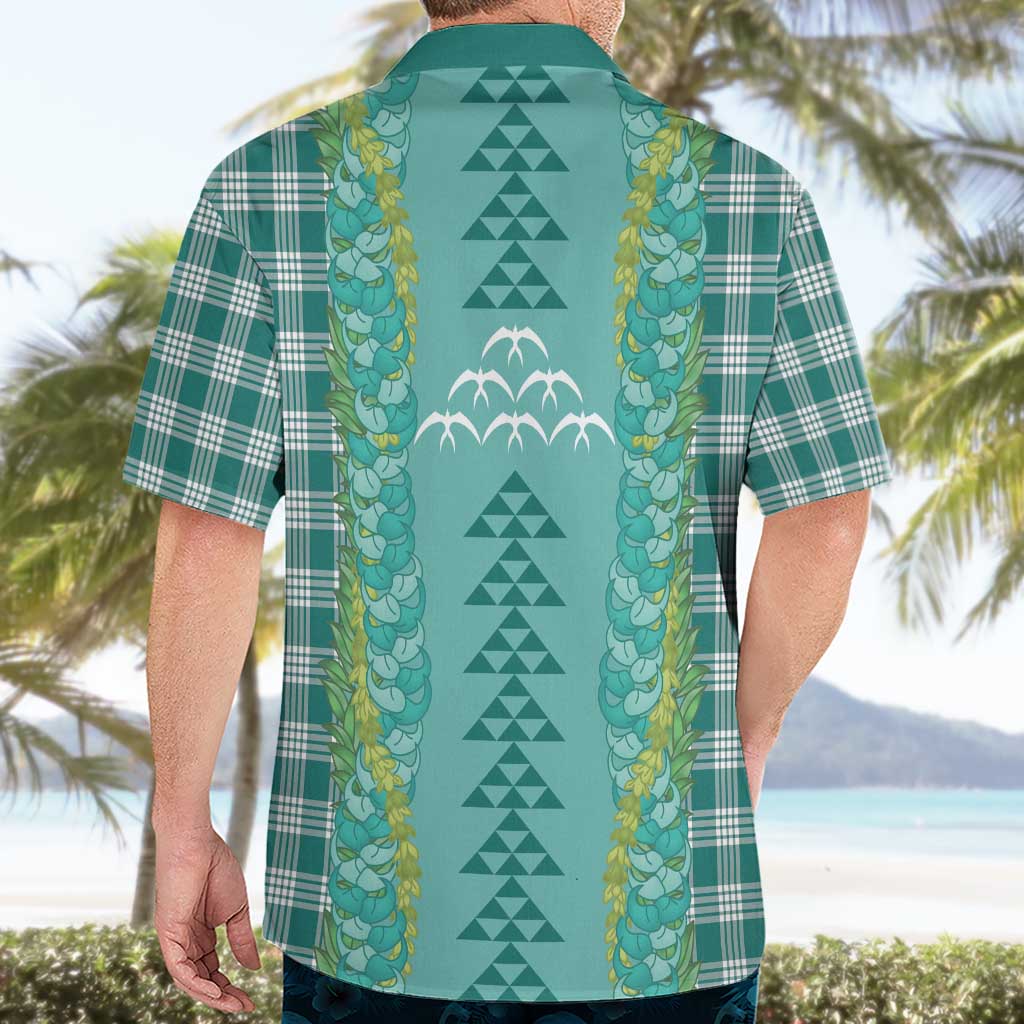 Teal Palaka Hawaii Iwa Bird Hawaiian Shirt Hawaiian Kakau Jade Vine Lei LT14 - Polynesian Pride