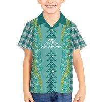 Teal Palaka Hawaii Iwa Bird Kid Hawaiian Shirt Hawaiian Kakau Jade Vine Lei LT14 Kid Teal - Polynesian Pride
