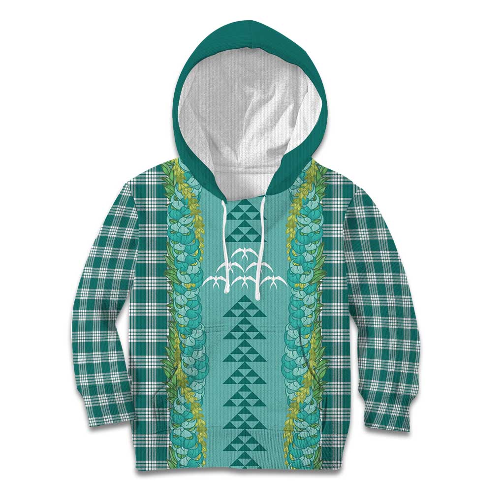 Teal Palaka Hawaii Iwa Bird Kid Hoodie Hawaiian Kakau Jade Vine Lei LT14 Hoodie Teal - Polynesian Pride