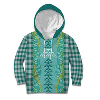 Teal Palaka Hawaii Iwa Bird Kid Hoodie Hawaiian Kakau Jade Vine Lei LT14 Hoodie Teal - Polynesian Pride