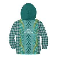Teal Palaka Hawaii Iwa Bird Kid Hoodie Hawaiian Kakau Jade Vine Lei LT14 - Polynesian Pride