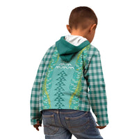 Teal Palaka Hawaii Iwa Bird Kid Hoodie Hawaiian Kakau Jade Vine Lei LT14 - Polynesian Pride