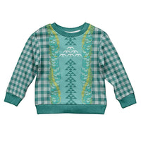Teal Palaka Hawaii Iwa Bird Kid Ugly Christmas Sweater Hawaiian Kakau Jade Vine Lei LT14 Kid Teal - Polynesian Pride