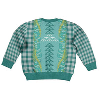 Teal Palaka Hawaii Iwa Bird Kid Ugly Christmas Sweater Hawaiian Kakau Jade Vine Lei LT14 - Polynesian Pride