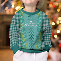Teal Palaka Hawaii Iwa Bird Kid Ugly Christmas Sweater Hawaiian Kakau Jade Vine Lei LT14 - Polynesian Pride