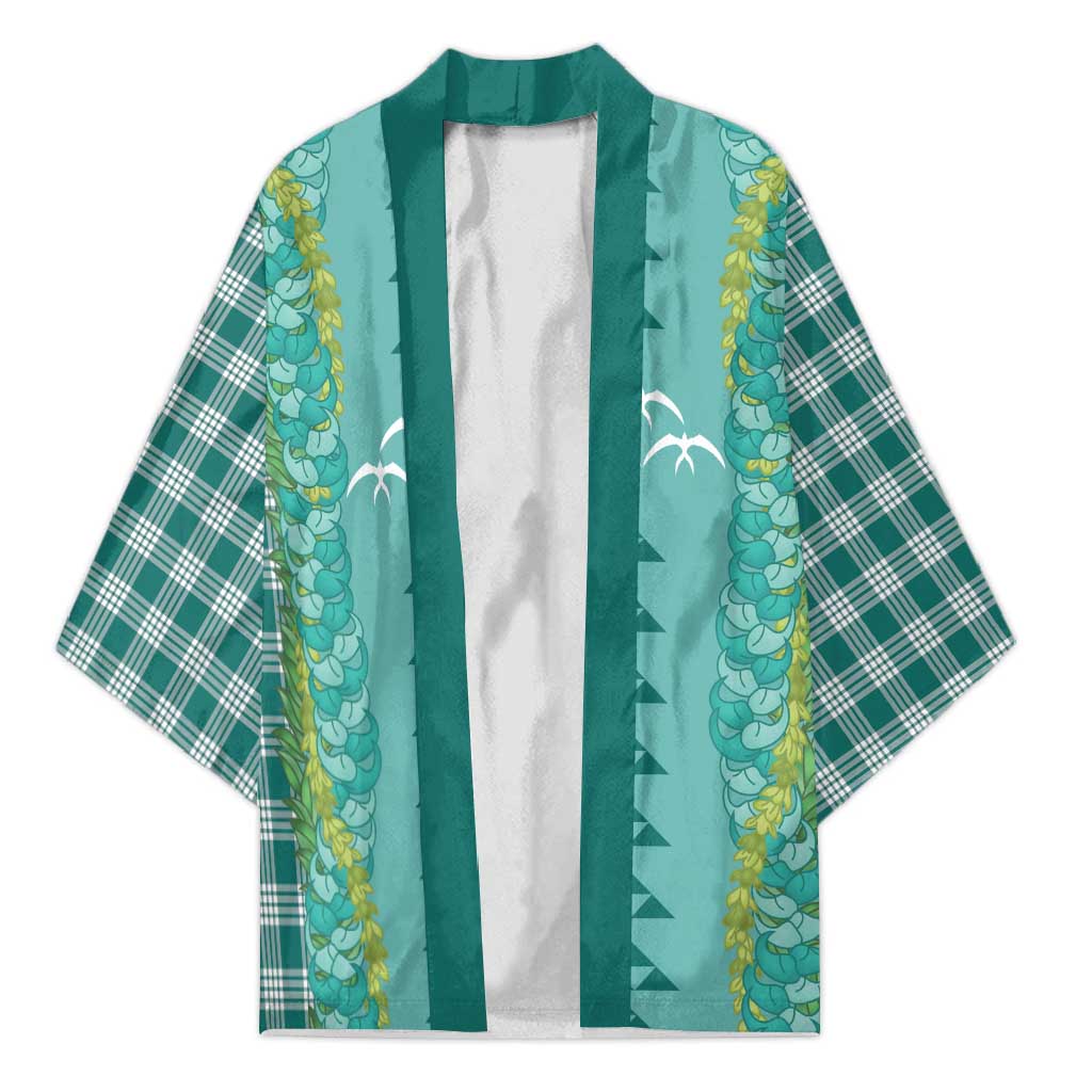 Teal Palaka Hawaii Iwa Bird Kimono Hawaiian Kakau Jade Vine Lei LT14 Unisex Teal - Polynesian Pride