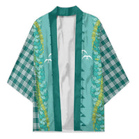 Teal Palaka Hawaii Iwa Bird Kimono Hawaiian Kakau Jade Vine Lei LT14 Unisex Teal - Polynesian Pride