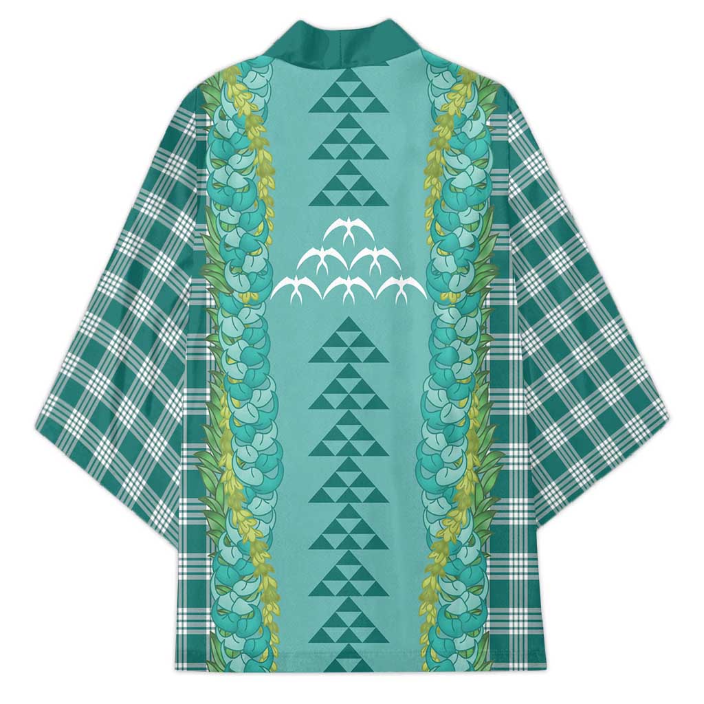 Teal Palaka Hawaii Iwa Bird Kimono Hawaiian Kakau Jade Vine Lei LT14 - Polynesian Pride