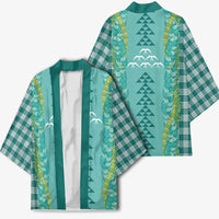 Teal Palaka Hawaii Iwa Bird Kimono Hawaiian Kakau Jade Vine Lei LT14 - Polynesian Pride