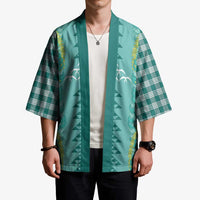 Teal Palaka Hawaii Iwa Bird Kimono Hawaiian Kakau Jade Vine Lei LT14 - Polynesian Pride