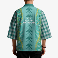 Teal Palaka Hawaii Iwa Bird Kimono Hawaiian Kakau Jade Vine Lei LT14 - Polynesian Pride